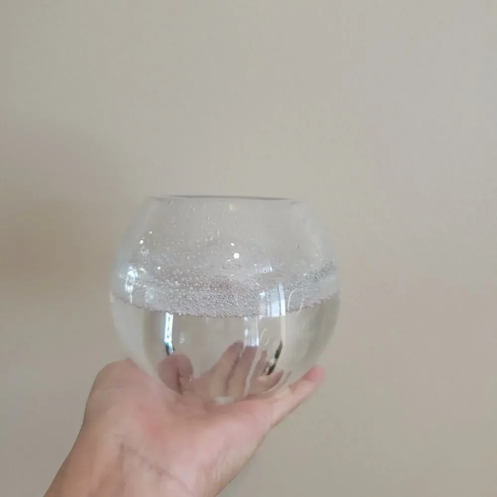 Vintage Hand-Blown Controlled Bubble Glass Rose Bowl Vase